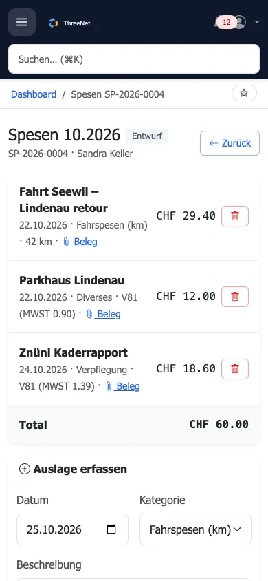 Spesen mit Belegen auf dem Handy erfassen